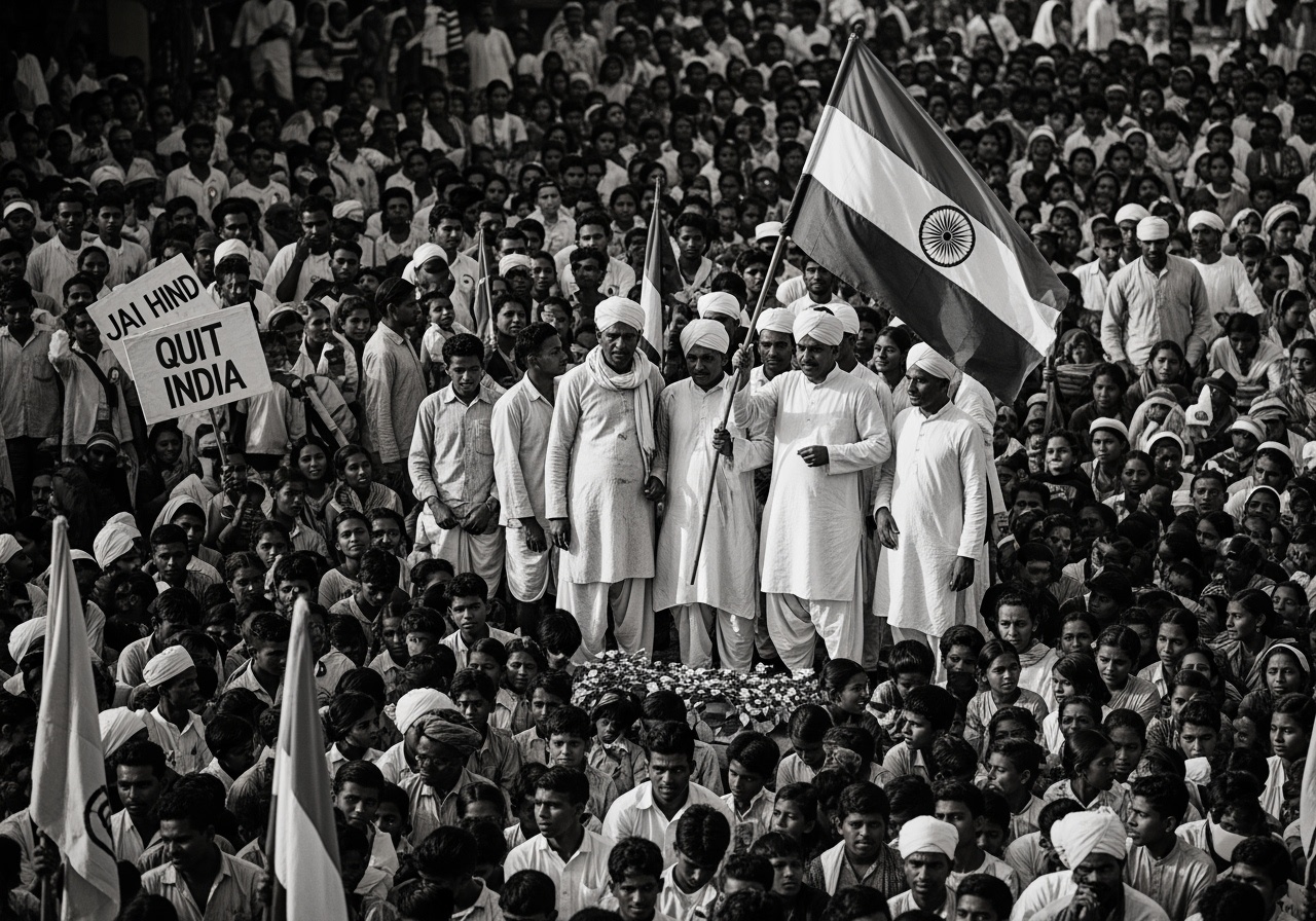 Historical independence movement scene in India